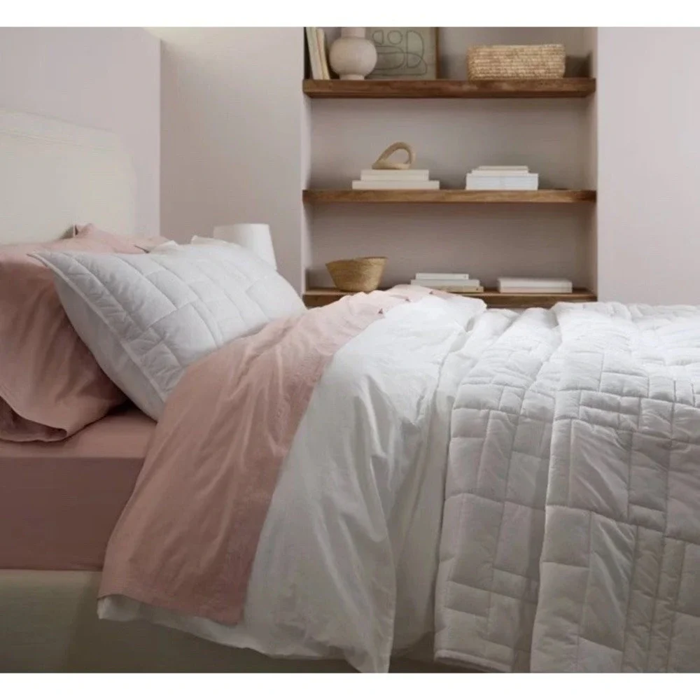 Full/Queen Cozy Block Quilt White - Parachute